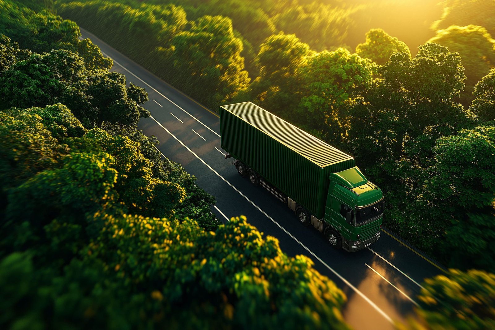 vecteezy-green-cargo-truck-drives-along-winding-road-surrounded-by-57707780